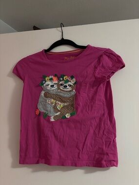 Mini Boden Fuchsia Short-Sleeve Sloth Tee